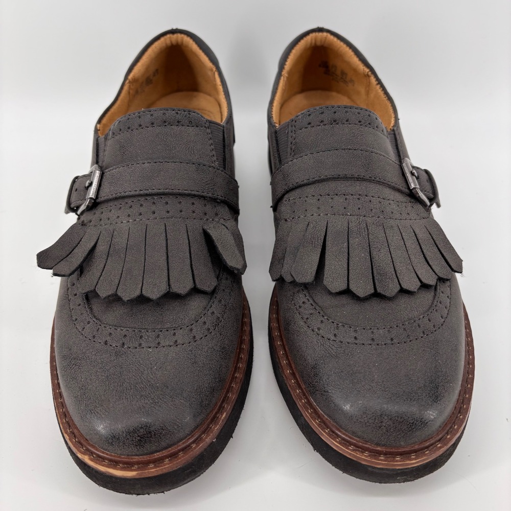 Natural Soul Womens 9.5M  Gray Eva Kiltie Tassel Buckle Fringe Brogue‎ Loafer